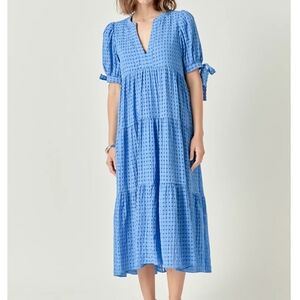 English Factory Gingham Tiered Midi Dress